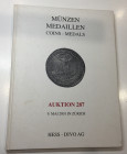 Hess-Divo Auktion 287 Munzen, Medaillen Coins-Medals. Zurich 09 Mai 2001. Cartonato ed. pp. 124, lotti 1133, ill. In b/n.