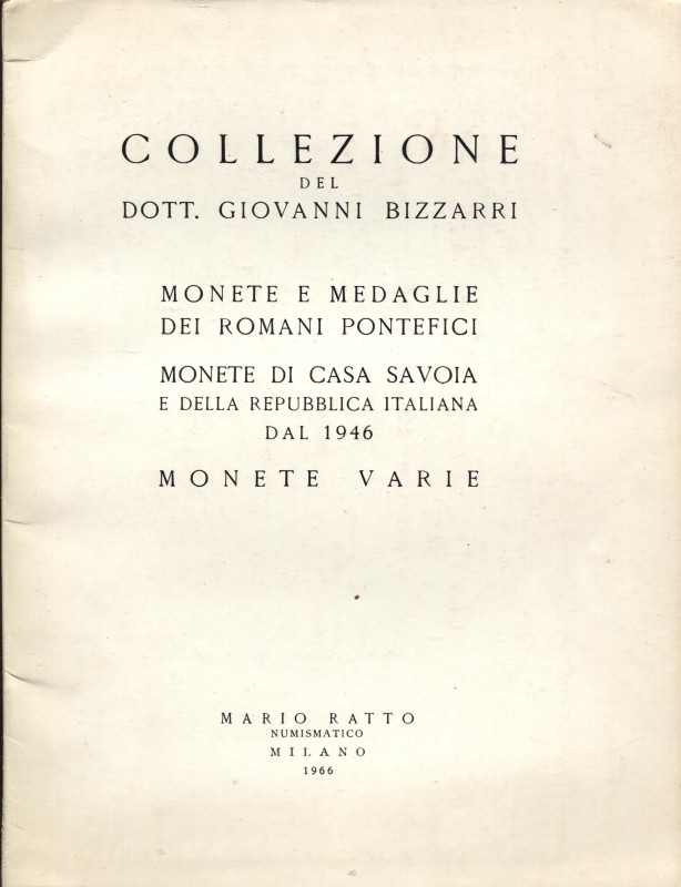 RATTO M. – Milano, 24 \ 26 – Novembre – 1966. Collezione Giovanni Bizzarri. Mone...