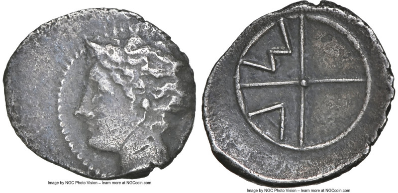 GAUL. Massalia. Ca. 350-150 BC. AR obol (12mm, 10h). NGC XF. Bare head of Apollo...