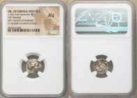 EUBOEA. Histiaea. Ca. 3rd-2nd centuries BC. AR tetrobol (14mm, 12h). NGC AU. Head of nymph right, wearing vine-leaf crown, earring and necklace / IΣTI...