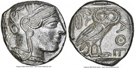 ATTICA. Athens. Ca. 440-404 BC. AR tetradrachm (23mm, 17.21 gm, 9h). NGC MS 4/5 - 4/5. Mid-mass coinage issue. Head of Athena right, wearing earring, ...