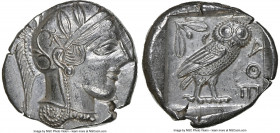 ATTICA. Athens. Ca. 440-404 BC. AR tetradrachm (26mm, 17.15 gm, 1h). NGC MS 4/5 - 4/5. Mid-mass coinage issue. Head of Athena right, wearing earring, ...