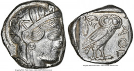 ATTICA. Athens. Ca. 440-404 BC. AR tetradrachm (23mm, 17.21 gm, 10h). NGC MS 3/5 - 5/5. Mid-mass coinage issue. Head of Athena right, wearing earring,...