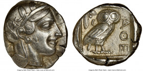ATTICA. Athens. Ca. 440-404 BC. AR tetradrachm (24mm, 17.17 gm, 4h). NGC Choice AU 5/5 - 4/5. Mid-mass coinage issue. Head of Athena right, wearing ea...