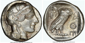 ATTICA. Athens. Ca. 440-404 BC. AR tetradrachm (23mm, 17.20 gm, 10h). NGC Choice AU 5/5 - 4/5. Mid-mass coinage issue. Head of Athena right, wearing e...