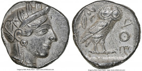 ATTICA. Athens. Ca. 440-404 BC. AR tetradrachm (24mm, 17.17 gm, 3h). NGC Choice AU 5/5 - 3/5. Mid-mass coinage issue. Head of Athena right, wearing ea...