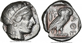 ATTICA. Athens. Ca. 440-404 BC. AR tetradrachm (24mm, 17.18 gm, 7h). NGC AU 5/5 - 4/5. Mid-mass coinage issue. Head of Athena right, wearing earring, ...