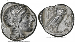 ATTICA. Athens. Ca. 440-404 BC. AR tetradrachm (24mm, 17.18 gm, 3h). NGC AU 5/5 - 4/5. Mid-mass coinage issue. Head of Athena right, wearing earring, ...
