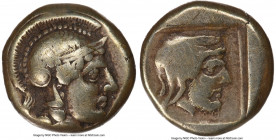 LESBOS. Mytilene. Ca. 412-378 BC. EL sixth-stater or hecte (10mm, 2.54 gm, 2h). NGC Choice Fine 5/5 - 3/5, scratches. Head of Athena right, wearing cr...