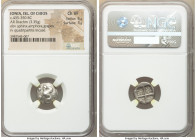 IONIAN ISLANDS. Chios. Ca. 435-350 BC. AR drachm (14mm, 3.35 gm). NGC Choice VF 5/5 - 3/5. Male sphinx seated left; bunch of grapes above amphora befo...