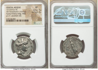 CILICIA. Aegeae. 1st century BC. AR tetradrachm (26mm, 14.41 gm, 11h). NGC XF 5/5 - 4/5. Dated Year 17 (AD 27/8). Head of Tyche right wearing turreted...