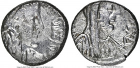 NABATAEAN KINGDOM. Rabbel II (ca. AD 70-106), and Gamilat. AR drachm (13mm, 12h). NGC XF. Petra, uncertain date. Laureate, draped bust of Rabbel II ri...