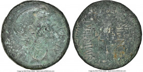 CILICIA. Uncertain mint. Augustus (27 BC-AD 14). AE (24mm, 1h). NGC Choice Fine, countermark. PRINCEPS FELIX, bare head of Augustus right; countermark...