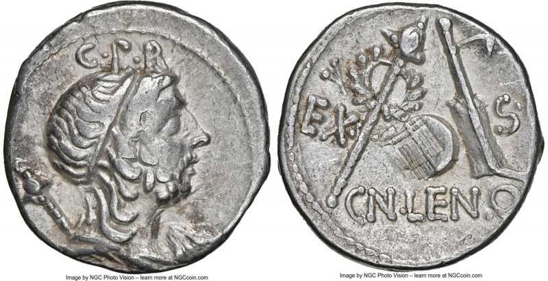 Cn. Lentulus (ca. 76-75 BC). AR denarius (19mm, 3.98 gm, 5h). NGC Choice VF 4/5 ...