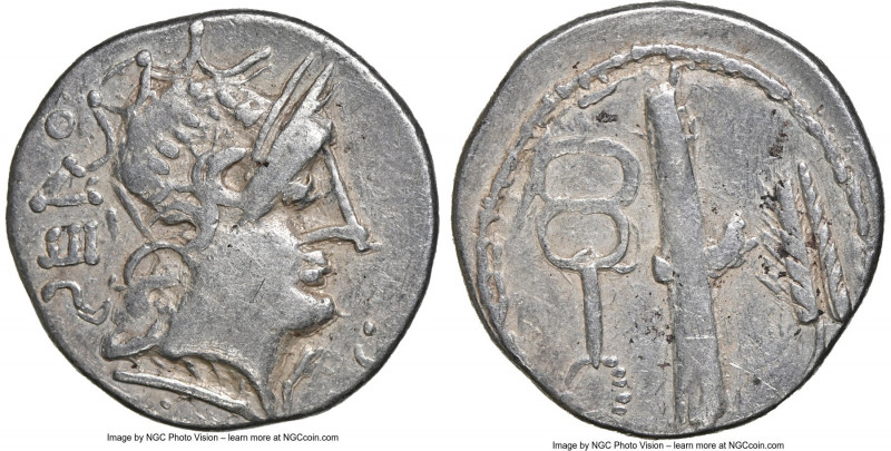 DANUBE REGION. Geto-Dacian Tribes. Imitative Roman Republican. AR denarius (19mm...