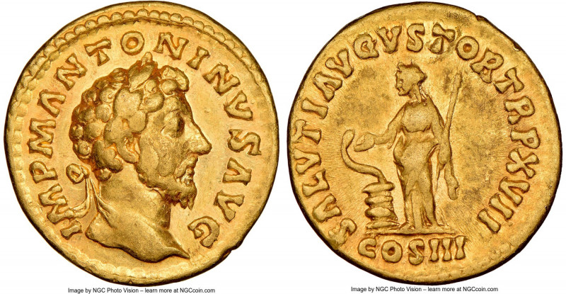 Marcus Aurelius, as Augustus (AD 161-180). AV aureus (19mm, 7.28 gm, 6h). NGC Ch...