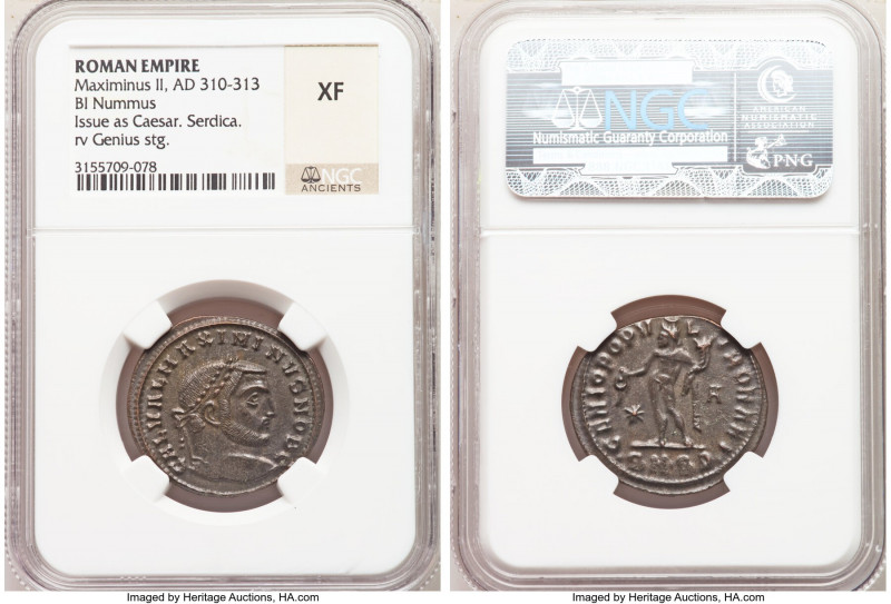 Maximinus II, as Caesar (AD 310-313). BI follis or nummus (27mm, 12h). NGC XF. S...