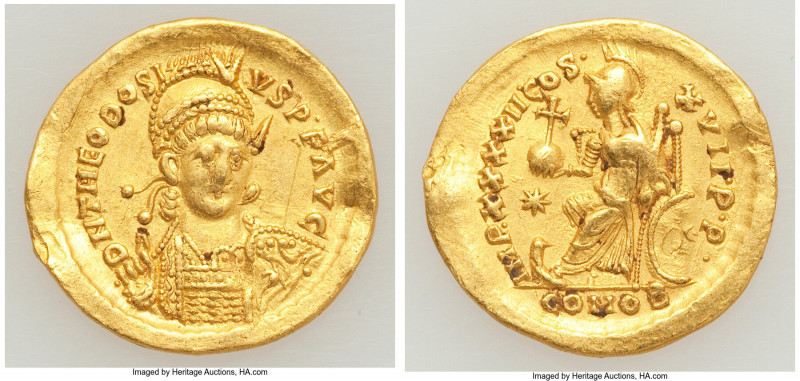 Theodosius II, Eastern Roman Empire (AD 402-450). AV solidus (21mm, 4.47 gm, 6h)...