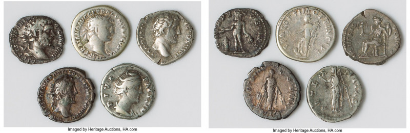 ANCIENT LOTS. Roman Imperial. Lot of five (5) AR denarii. Choice Fine-VF. Includ...