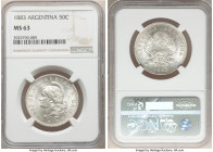 Republic 50 Centavos 1883 MS63 NGC, KM28. Last year of three year type. 

HID09801242017

© 2022 Heritage Auctions | All Rights Reserved