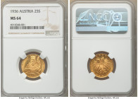Republic gold 25 Schilling 1936 MS64 NGC, Vienna mint, KM2856. Mintage: 7,260. 

HID09801242017

© 2022 Heritage Auctions | All Rights Reserved
