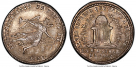 Republic silver "Potosi" Proclamation Medal of 1 Sol 1852 MS63 PCGS, Potosi mint, Fonrobert-Unl., Burnett-48B1. EL DEPARTAMENTO DE POTOSI EN 1852 Ange...