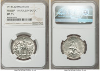 Prussia. Wilhelm II 2 Mark 1913-A MS63 NGC, Berlin mint, KM532.100th Anniversary Victory over Napoleon at Leipzig. 

HID09801242017

© 2022 Herita...