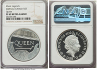 Elizabeth II Pair of Certified silver Proof "Queen" Issues PR69 Ultra Cameo NGC, 1) 5 Pounds (2 oz) 2) Pound (1/2 oz) From the Music Legends series - ...