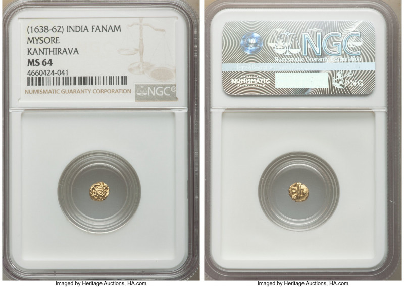 Mysore. Kanthirava 9-Piece Lot of Certified gold Fanams ND (1638-1662) MS64 NGC,...