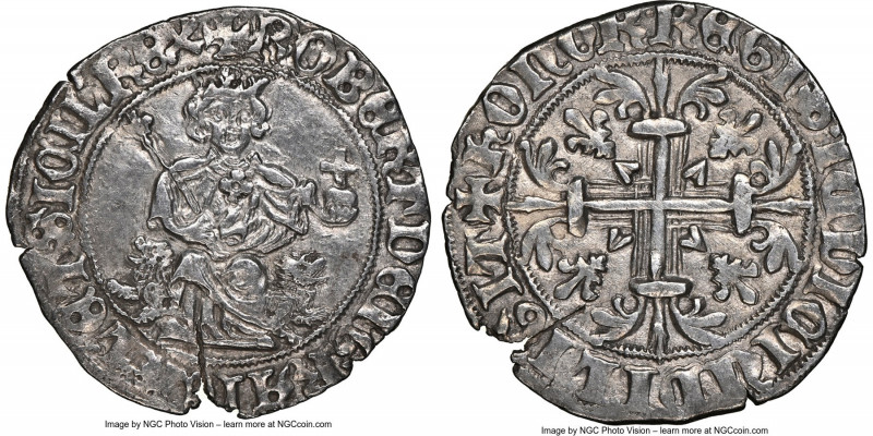 Naples & Sicily. Robert I d'Anjou Gigliato ND (1309-1343) AU55 NGC, MIR-28. 28mm...