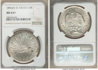 Republic 8 Reales 1896 Zs-FZ MS63+ NGC, Zacatecas mint, KM377.13, DP-Zs82. Lightly toned in a golden hue, bold strike with several die breaks amidst t...