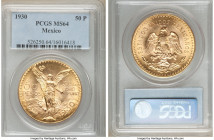 Estados Unidos gold 50 Pesos 1930 MS64 PCGS, Mexico City mint, KM481. Resounding golden flash and conservatively graded. AGW 1.2056 oz. 

HID0980124...