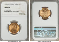 Wilhelmina gold 10 Gulden 1917 MS65+ NGC, Utrecht mint, KM149. Beautiful sienna orange with muted mint bloom. AGW 0.1947 oz. 

HID09801242017

© 2...