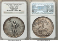 Confederation silver "Zurich - Uster Shooting Festival" Medal 1900 MS65 NGC, Richter-1782a. 45mm. By Franz Homberg. Matte surfaces with olive-gray ton...