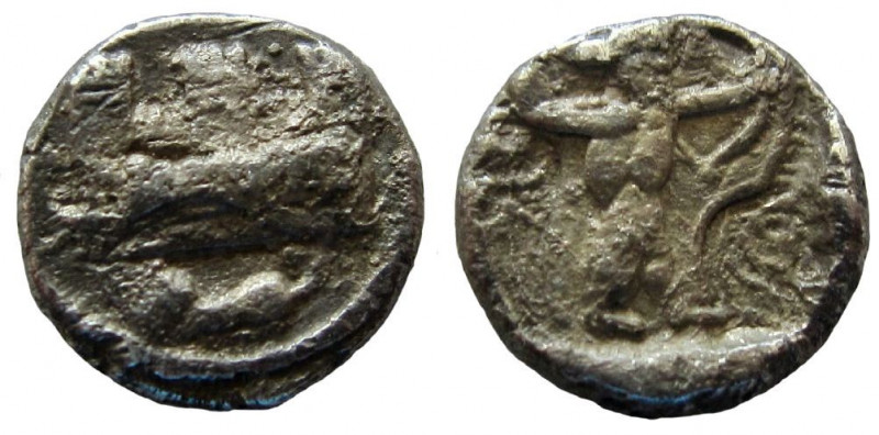 Phoenicia. Sidon. AR 1/16 Shekel. Time of Baalshallim I-Ba’ana. Circa 425-402 BC...