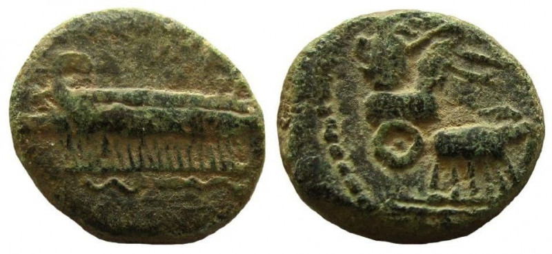 Phoenicia. Sidon. Circa 401-333 BC. AE 16 mm.

Obverse: War-galley left on wav...