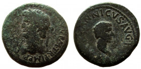 Judaea. Pre-Royal Coins of Agrippa II. Claudius, with Britannicus. 41-54 AD. AE 20 mm. Caesarea Panias mint.