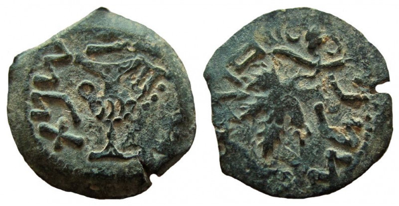 Judaea. First Jewish War. AE Prutah. Jerusalem mint.
Irregular issue.

Dated ...