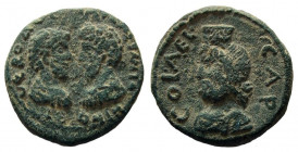 Judaea. Aelia Capitolina (Jerusalem). Marcus Aurelius with Lucius Verus, 161-169 AD. AE 24 mm.