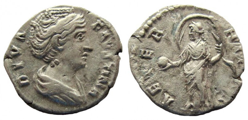 Diva Faustina Senior. Died 140/1 AD. AR Denarius. Rome mint. 
Struck under Anto...