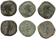 Volusian, 251-253 AD. Lot of 3 AE Sestertii.