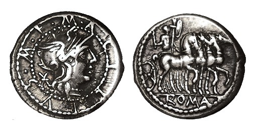ACILIA. Denario. Marcus Acilius Marci f. Roma. CD-65, SI-4. Buen centraje. 3,97 ...