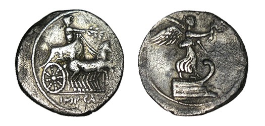 AUGUSTO. Denario (fam. Julia). Acuñación oriental. A/ Victoria sobre proa dcha. ...