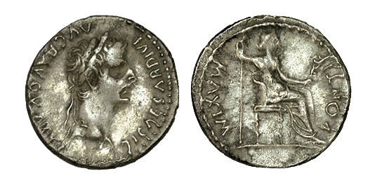 TIBERIO. Denario. A/ Cabeza laureada de Tiberio a dcha. Ly.: TI.CAESAR DIVI AVG....