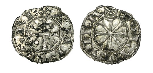 ALFONSO VII. Dinero. Toledo. A/ Cruz patada; S-II en primer y cuarto carteles, d...