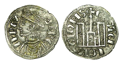 SANCHO IV. Cornado. León. Estrella de seis puntas a los lados de vástago que sos...