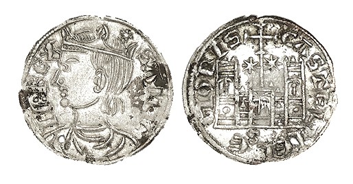SANCHO IV. Cornado. Sevilla. Estrella de ocho puntas a los lados de vástago que ...