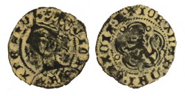 JUAN II. Cornado. Burgos. B entre estrellas en el pectoral del rey. ABM-635. 0,93 g. ESCASA. MBC+