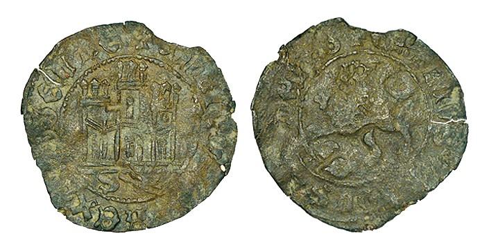ENRIQUE IV. Maravedí. Sevilla. S debajo de castillo acompañada de dos líneas inc...