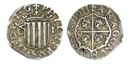 1 REAL (Felipe II de Aragón). Zaragoza. 1611. A de la marca de ceca, rectificada. 3,25 g. XC-524. MUY ESCASA. EBC-